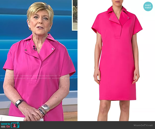 Akris Punto Stretch Cotton Gabardine Knee-Length Dress in Pink worn by Anne Thompson on Today