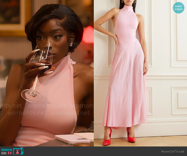 Alaia Sleeveless turtleneck jersey maxi dress worn by Chelsea Lazkani on Selling Sunset