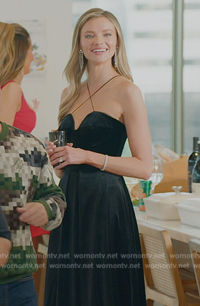 Alanna’s black strappy dress on Selling Sunset