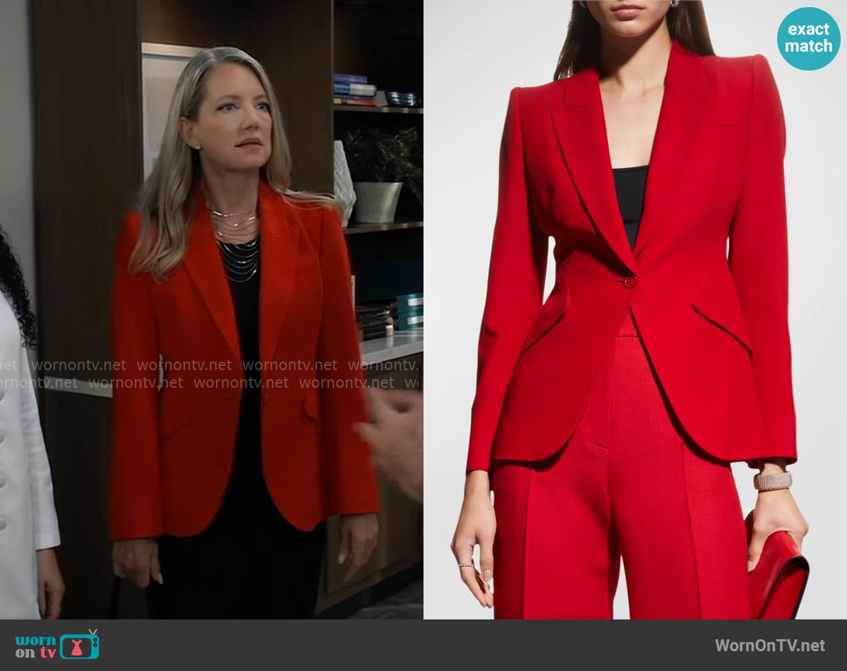 Alexander McQueen One Button Blazer Jacket worn by Nina Reeves (Cynthia Watros) on General Hospital