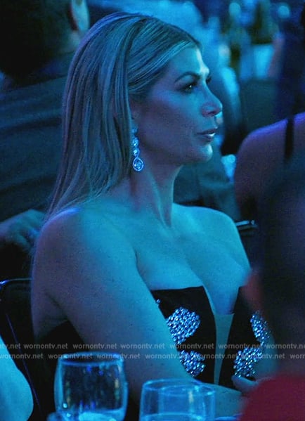 Alexis’s black floral crystal top on The Real Housewives of Orange County