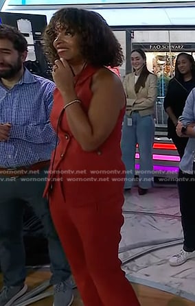 Talia Parkinson-Jones’ red vest and pants on Today