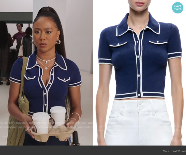 Alice + Olivia Marlena Crop Sweater worn by Keisha (Netta Walker) on All American Homecoming