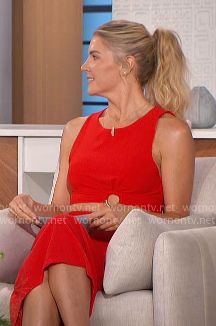 Amanda’s red ring cutout midi dress on The Talk