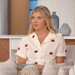 Amanda’s strawberry shirt and striped pants on The Talk