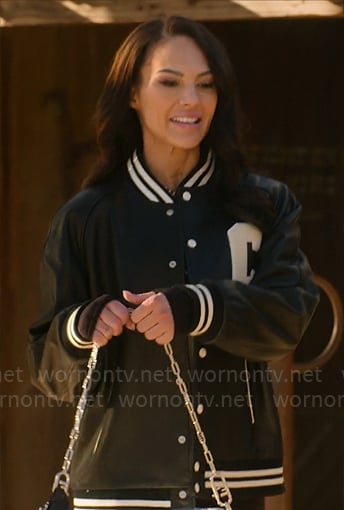 Amanza’s leather C bomber jacket on Selling Sunset