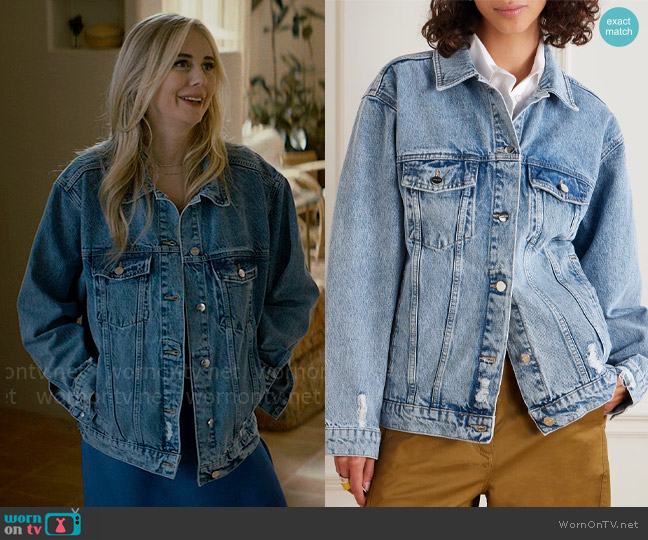 Anine Bing Rory Jacket in Vintage Blue worn by Morgan (Justine Lupe) on Nobody Wants This