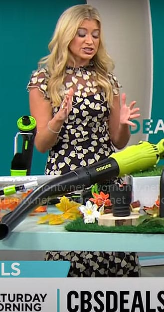Ashley Bellman’s sheer vine embroidered dress on CBS Mornings