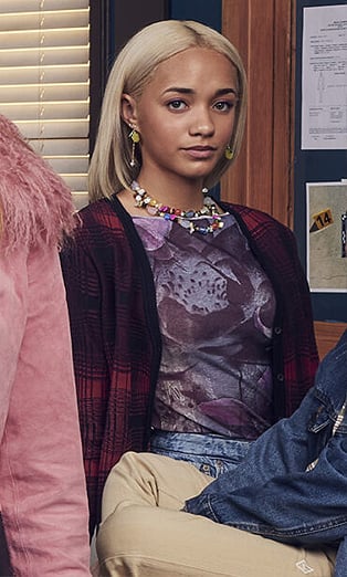 Ava’s floral mesh top on High Potential