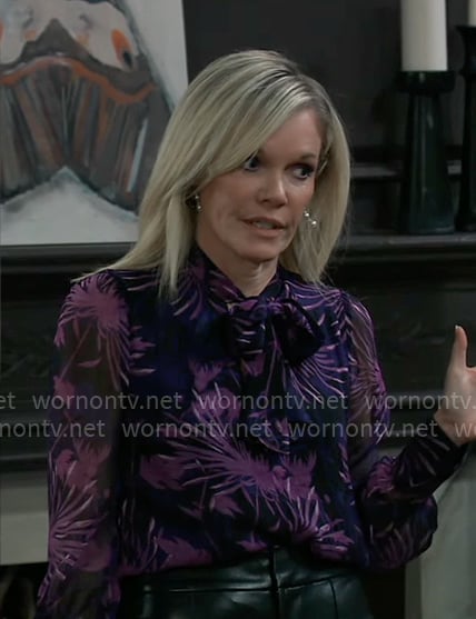 Ava’s purple floral blouse on General Hospital