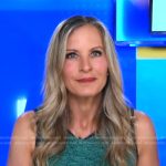 Becky Worley’s green tweed sleeveless top on Good Morning America