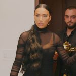 Bre’s black sheer maxi dress on Selling Sunset