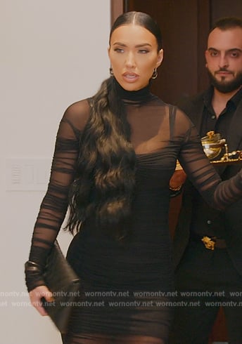 Bre’s black sheer maxi dress on Selling Sunset