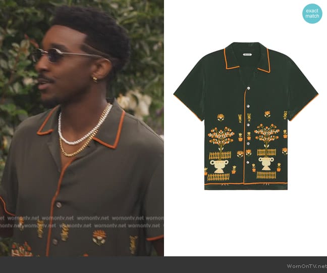 Bode Green Beaded Paddock Sampler Shirt worn by Jazz (Jordan L. Jones) on Bel-Air
