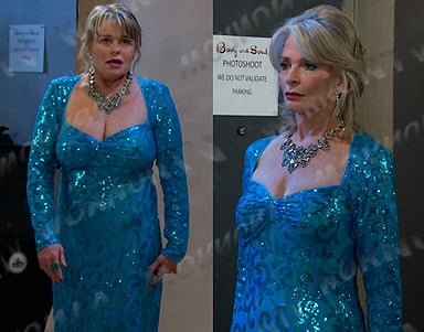 Bonnie and Hattie’s blue sequin dress on Days of our Lives