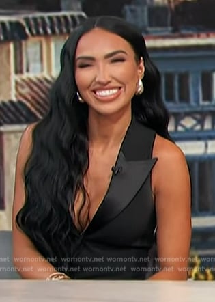 Bre’s black sleeveless blazer dress on Access Hollywood