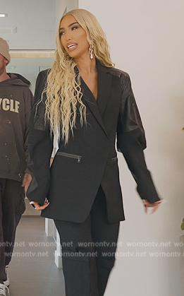 Bre’s mixed media’s blazer and pants on Selling Sunset