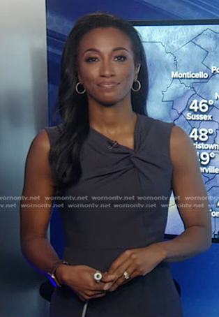 Brittany’s grey twisted sheath dress on Good Morning America