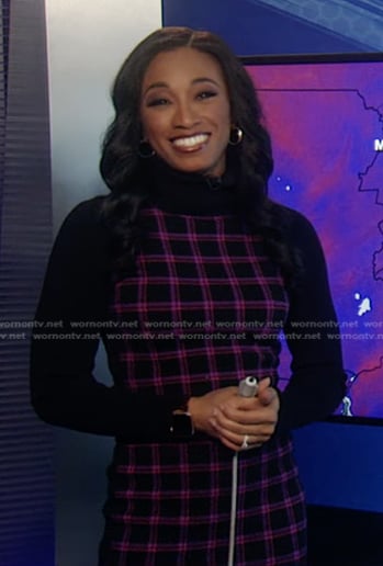 Brittany’s black plaid knit turtleneck dress on Good Morning America