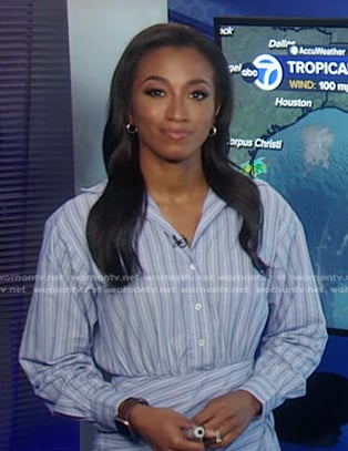 Brittany’s blue striped shirtdress on Good Morning America