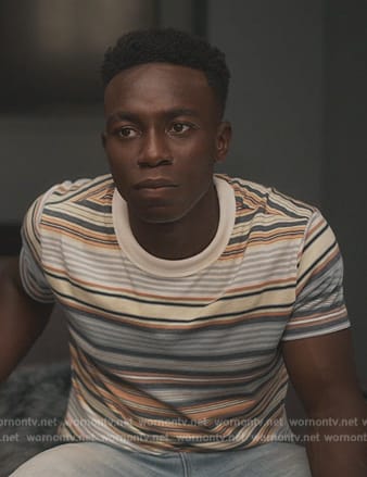 Carlton’s striped tee on Bel-Air