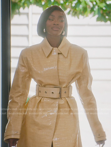 Chelsea’s yellow croc leather coat on Selling Sunset
