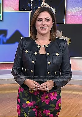 Chloe’s black leather jacket and floral pants on Today