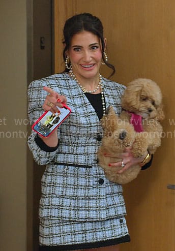 Chloe’s checked tweed blazer and skirt set  on Owning Manhattan