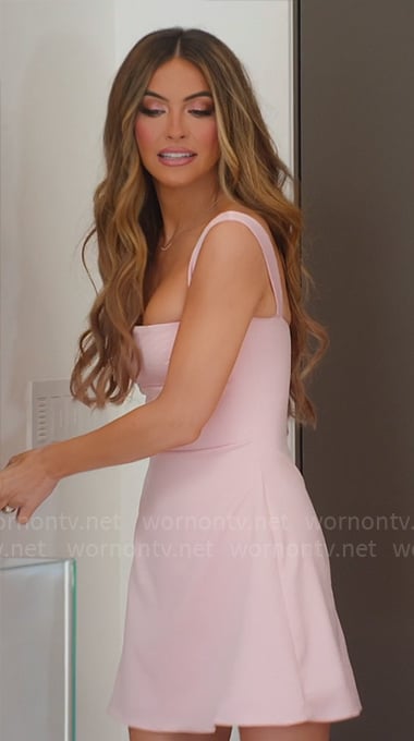Chrishell’s pastel pink mini dress on Selling Sunset