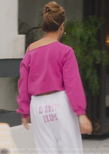 Chrishell’s dump him print sweatpants on Selling Sunset