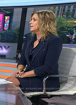 Christine’s navy blazer with white stitching on Today
