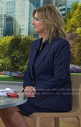 Christine’s navy pinstripe blazer and skirt on Today