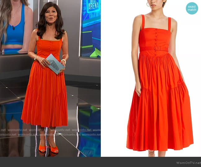 Cinq a Sept Amber Tiered Midi Dress worn by Julie Chen on Big Brother