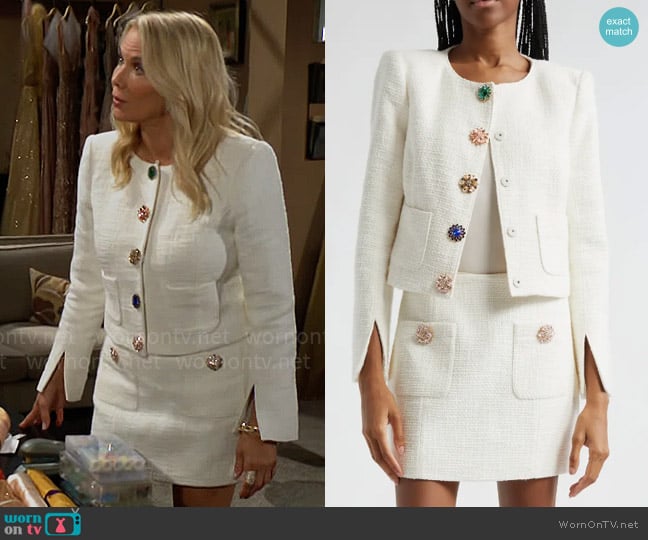Cinq a Sept Randi Tweed Jacket worn by Brooke Logan (Katherine Kelly Lang) on The Bold and the Beautiful