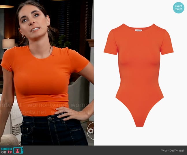 Contour Contour crew shortsleeve bodysuit worn by Molly Lansing-Davis (Kristen Vaganos) on General Hospital