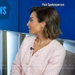 Courtney Lopez’s pink tweed jacket on E! News