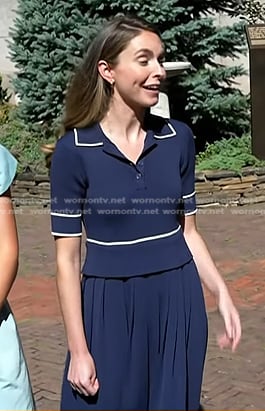 Courtney Toll’s navy contrast trim polo dress on Today