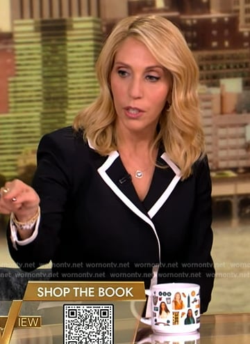 Dana Bash’s black contrast trim blazer dress on The View