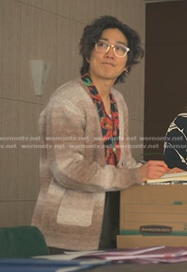Daniel’s brown striped cardigan on Reasonable Doubt