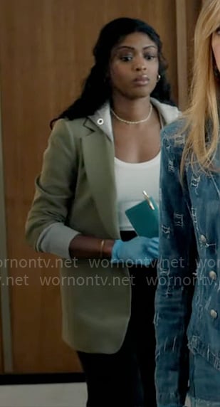 Daphne’s green hoodie blazer on High Potential