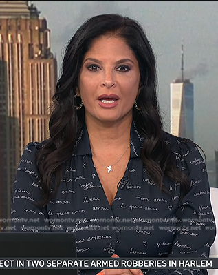 Darlene’s navy printed dress on Today