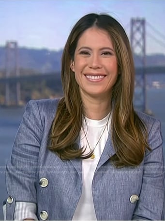 Deirdre Bosa’s chambray double breasted blazer on NBC News Daily