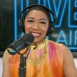 Deja Vu’s ombre pleated dress on Live with Kelly and Mark