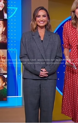 Demi Lovato’s grey cropped blazer and pant suit on Good Morning America