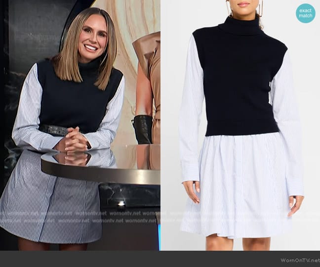 Derek Lam 10 Crosby Cressida Layered Shirtdress worn by Keltie Knight on E! News
