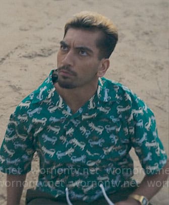 Dionysus’s green tiger print shirt on Kaos