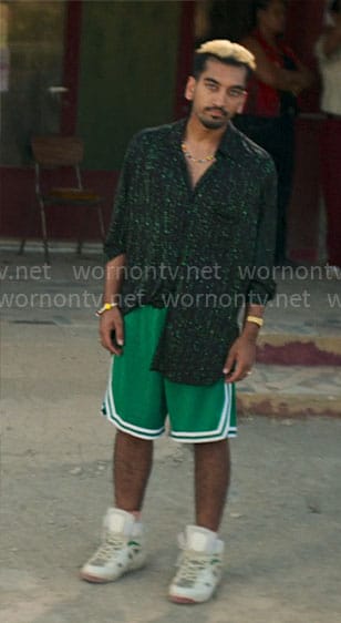Dionysus’s green code print shirt on Kaos