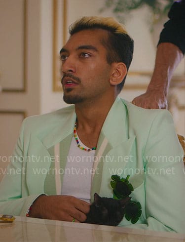Dionysus’s mint green blazer on Kaos