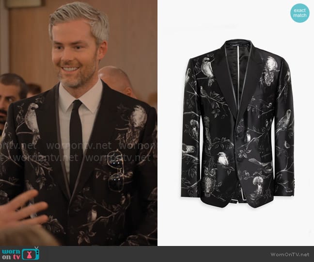 Dolce & Gabbana Printed silk-twill blazer worn by Ryan Serhant on Owning Manhattan