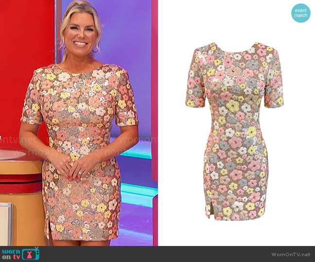 Dress the Population Maddox Floral Dress worn by Rachel Reynolds on The Price is Right